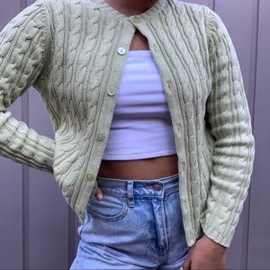 beautiful green cable knit cardigan